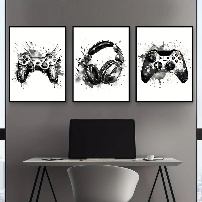 Gaming Accessories Decor - 3 quadri su tela senza cornice,